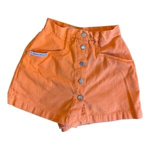 Vintage 90s Whimsygoth Orange Squeeze Skort Jean Shorts High‎ Rise Skirt Sz 6